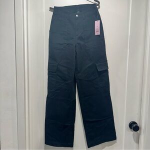 Dark navy wide leg cargo pants